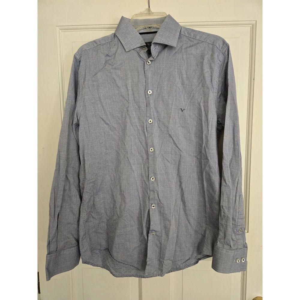 Mens Versace Tailored Fit Blue Button Down - M/15.5